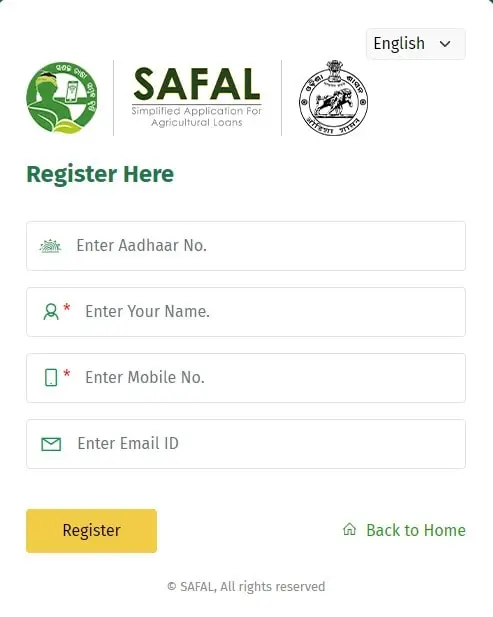Odisha Safal Portal registration online