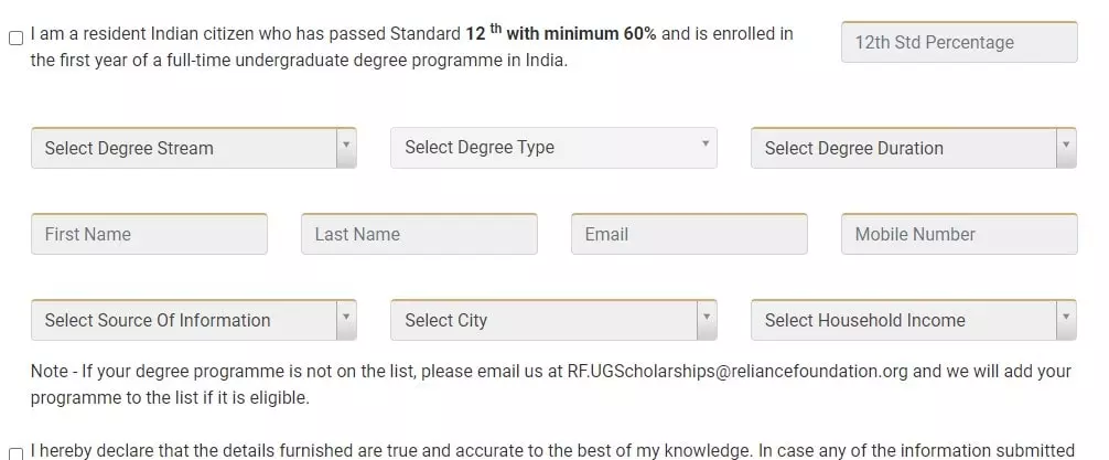 Online Application Procedure for Reliance UG Scholarship
