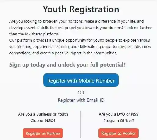 Mera Yuva Bharat Online Registration